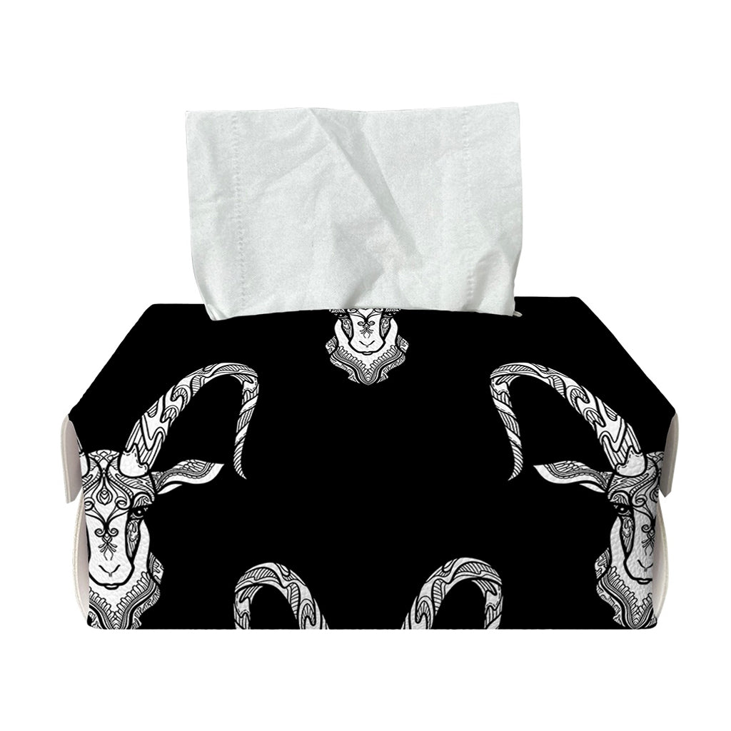 White And Black Capricorn Sign Print Rectangle Tissue Box Cover