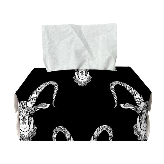 White And Black Capricorn Sign Print Rectangle Tissue Box Cover