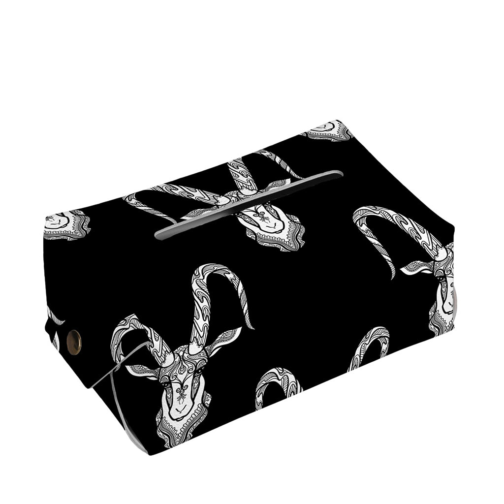 White And Black Capricorn Sign Print Rectangle Tissue Box Cover