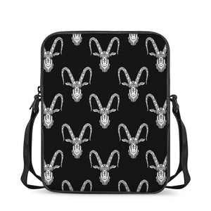 White And Black Capricorn Sign Print Rectangular Crossbody Bag