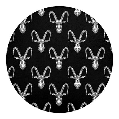 White And Black Capricorn Sign Print Round Blanket