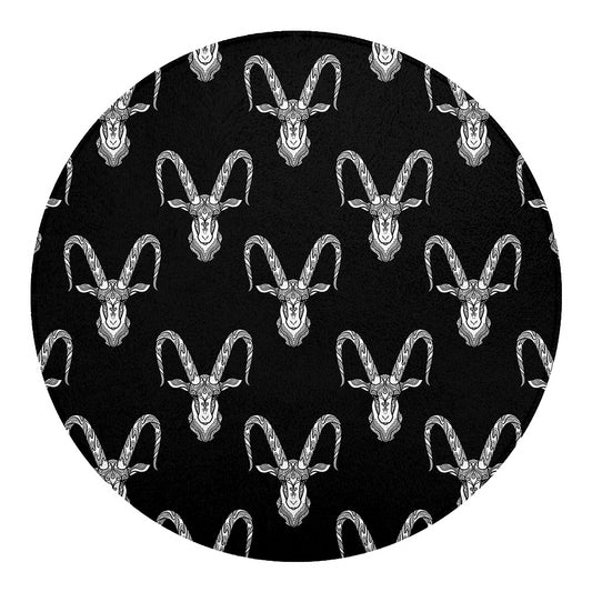 White And Black Capricorn Sign Print Round Blanket