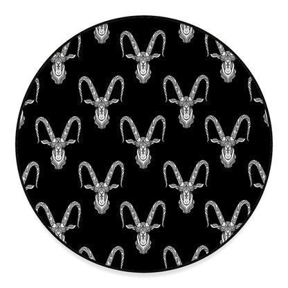 White And Black Capricorn Sign Print Round Floor Mat