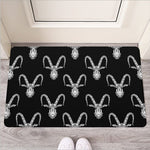 White And Black Capricorn Sign Print Rubber Doormat