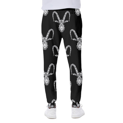 White And Black Capricorn Sign Print Scuba Joggers