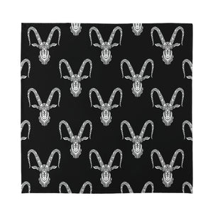 White And Black Capricorn Sign Print Silk Bandana