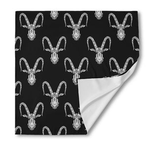 White And Black Capricorn Sign Print Silk Bandana