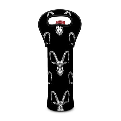 White And Black Capricorn Sign Print Single Neoprene Wine Tote