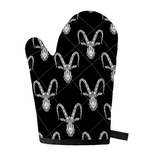 White And Black Capricorn Sign Print Single Oven Mitt