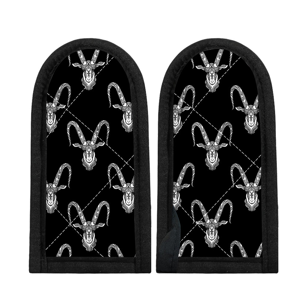 White And Black Capricorn Sign Print Skillet Handle Cover