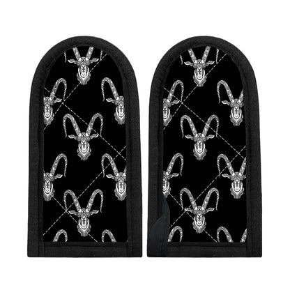White And Black Capricorn Sign Print Skillet Handle Cover