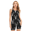 White And Black Capricorn Sign Print Sleeveless One Piece Swimsuit