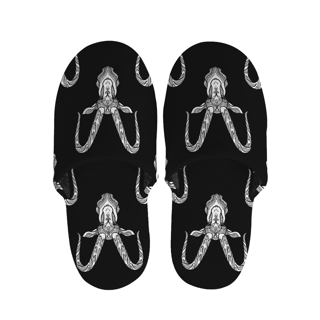 White And Black Capricorn Sign Print Slippers