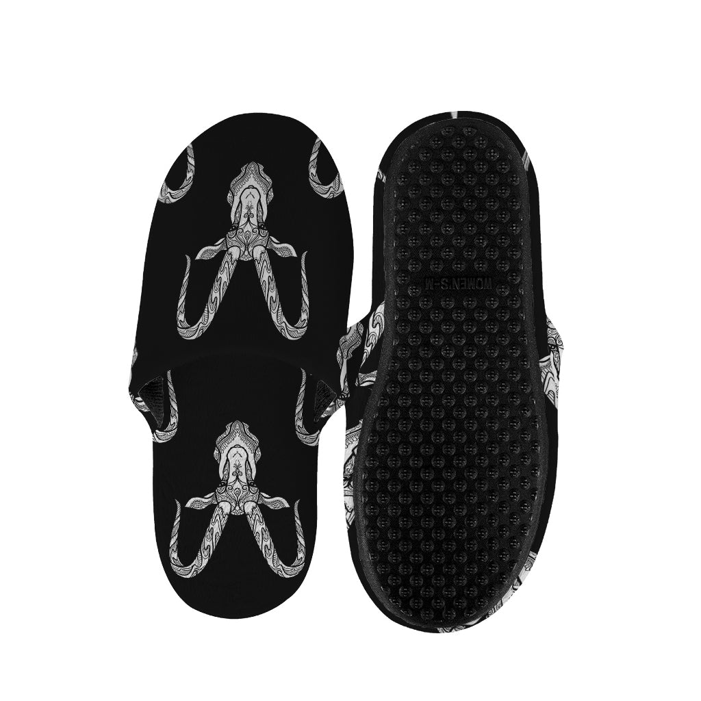 White And Black Capricorn Sign Print Slippers