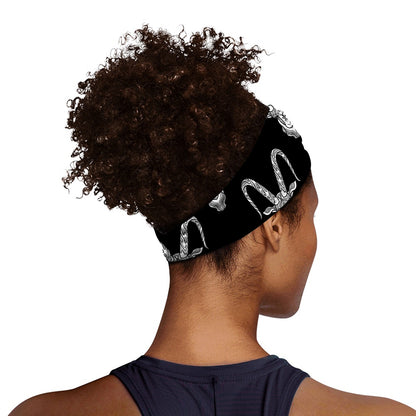 White And Black Capricorn Sign Print Sports Headband