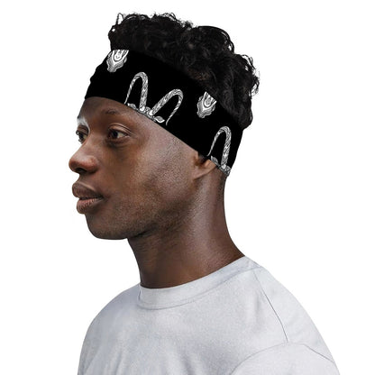 White And Black Capricorn Sign Print Sports Headband