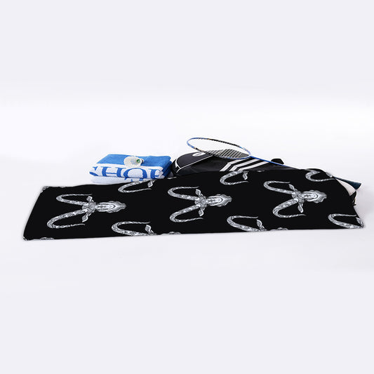 White And Black Capricorn Sign Print Sports Towel