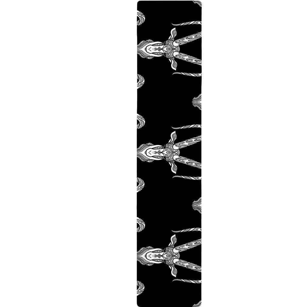 White And Black Capricorn Sign Print Table Runner