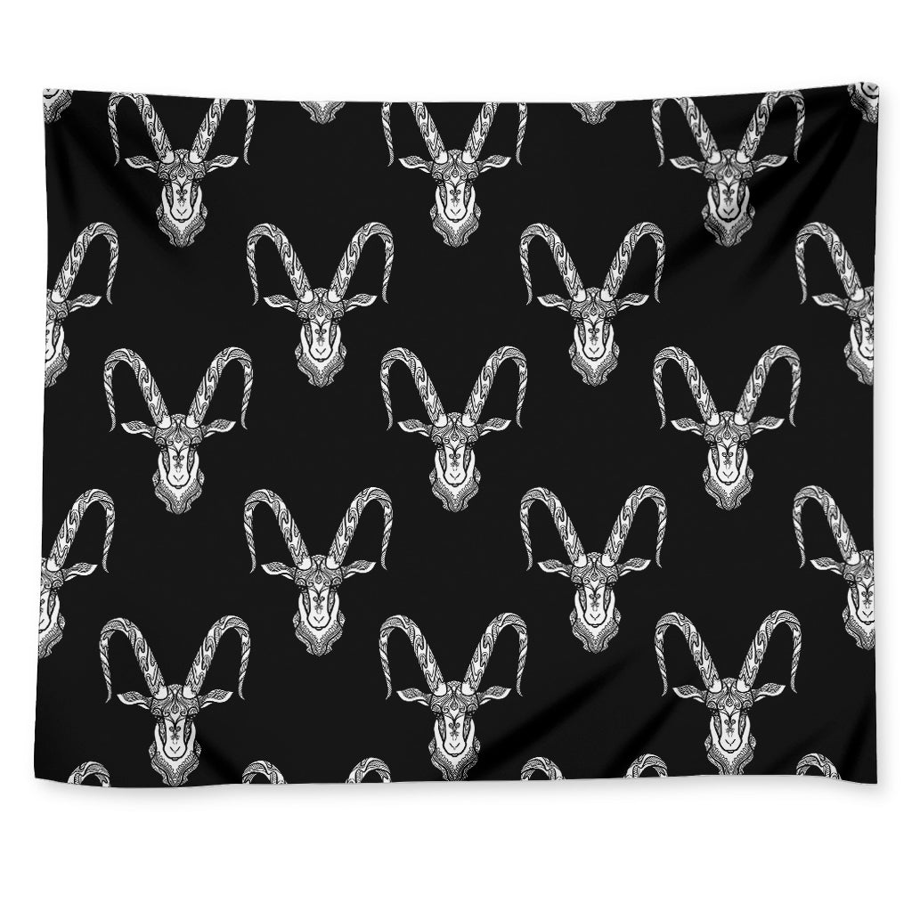White And Black Capricorn Sign Print Tapestry