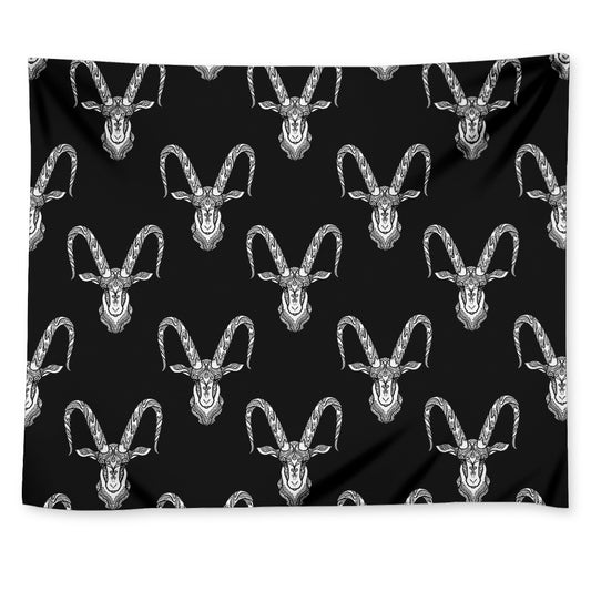 White And Black Capricorn Sign Print Tapestry