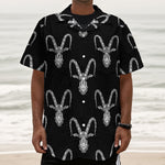 White And Black Capricorn Sign Print Textured Short Sleeve Shirt