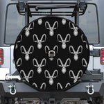 White And Black Capricorn Sign Print Tire Cover With Camera Hole