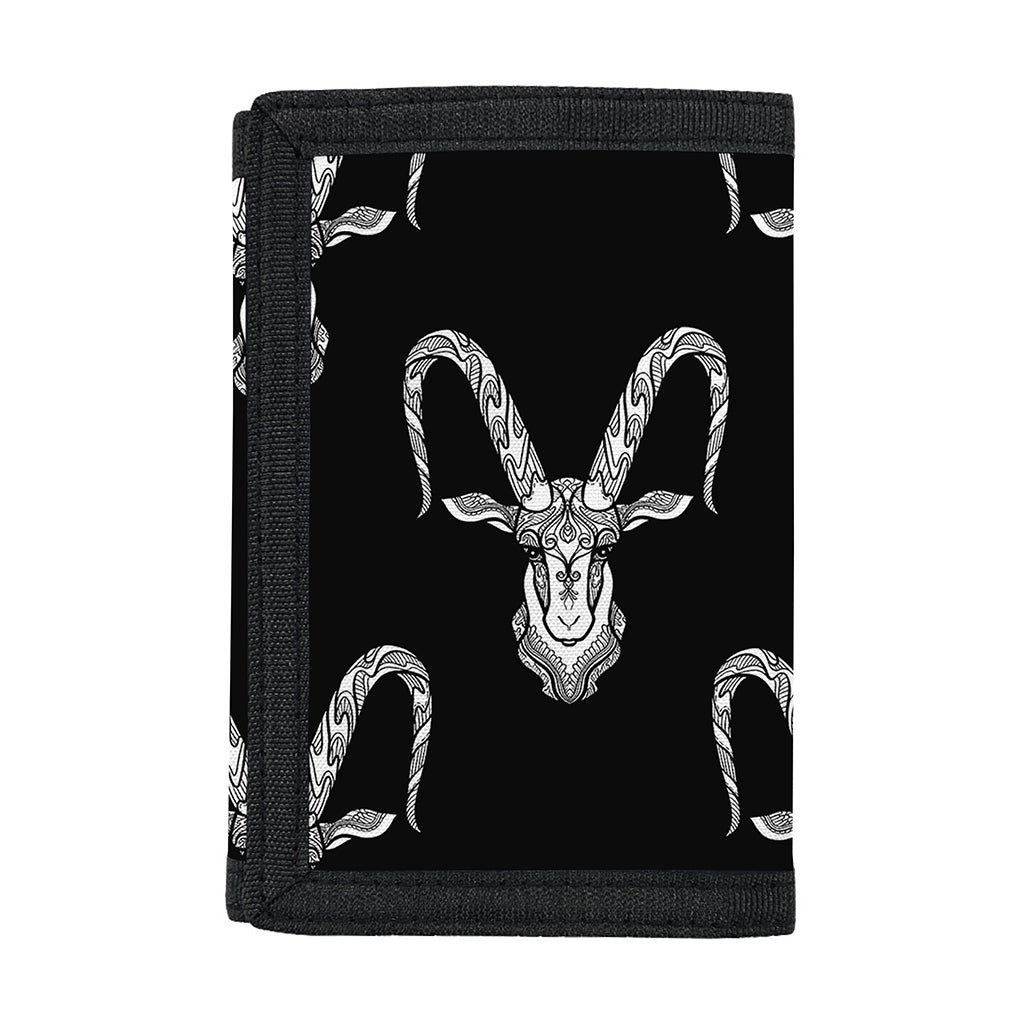 White And Black Capricorn Sign Print Trifold Wallet