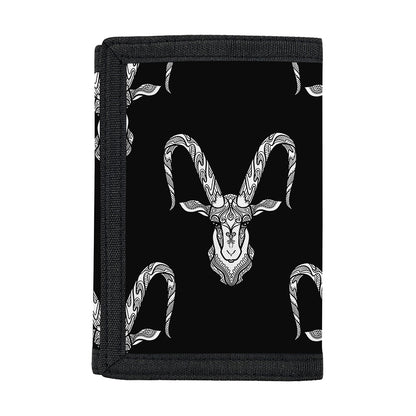 White And Black Capricorn Sign Print Trifold Wallet