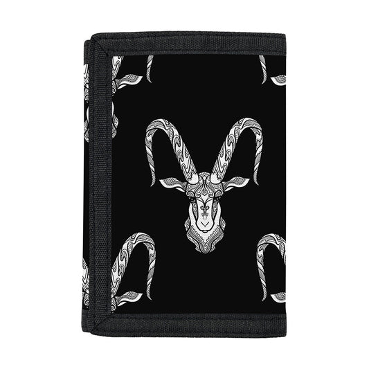 White And Black Capricorn Sign Print Trifold Wallet