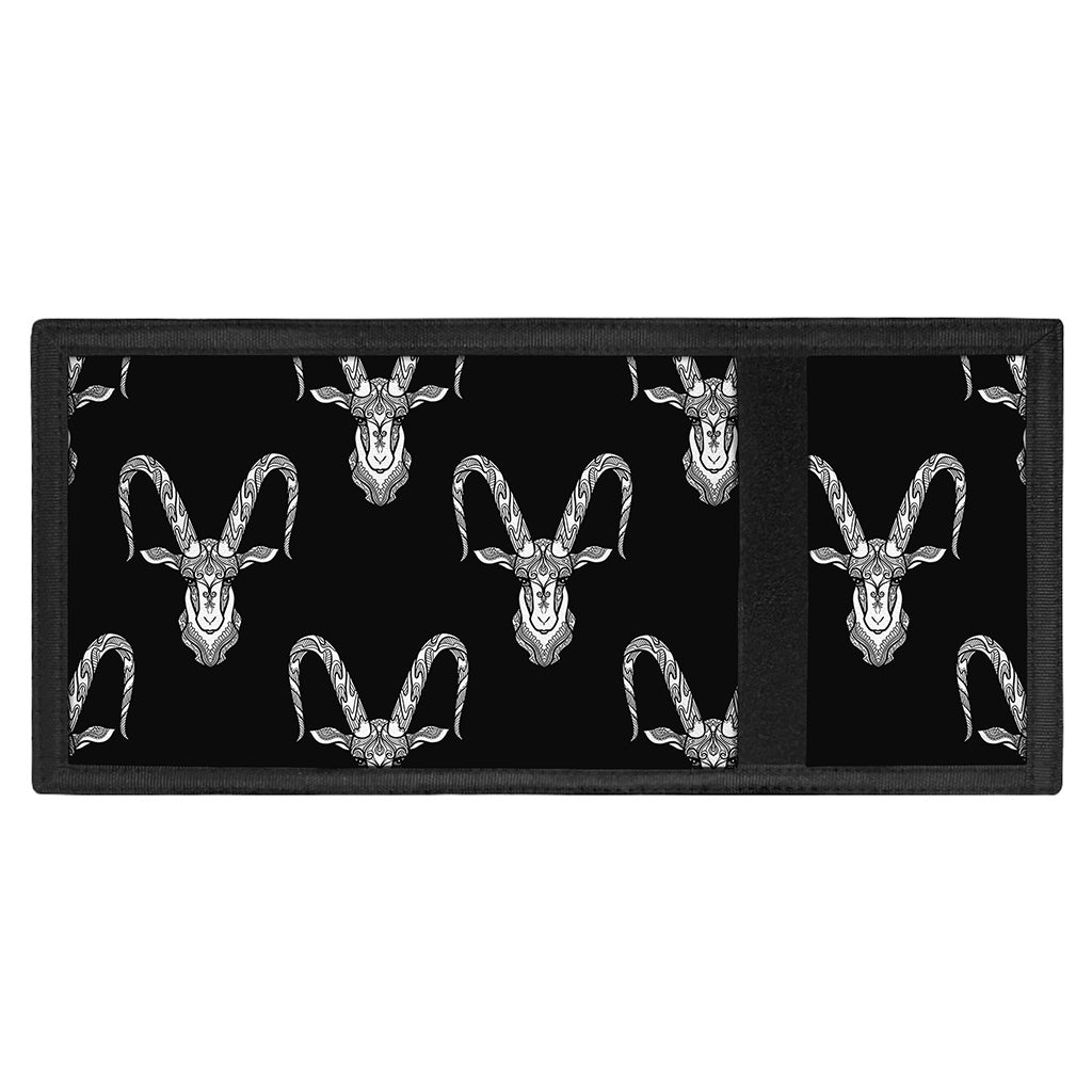 White And Black Capricorn Sign Print Trifold Wallet