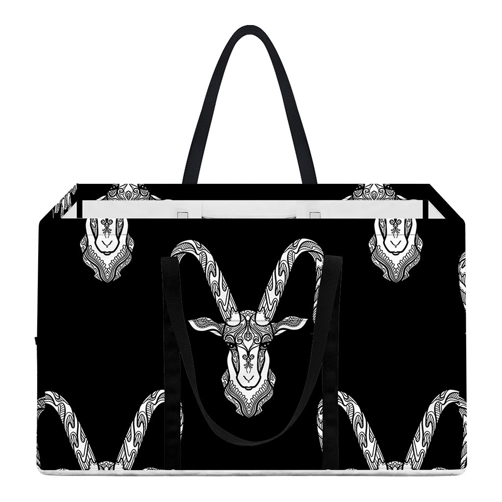 White And Black Capricorn Sign Print Utility Tote Bag