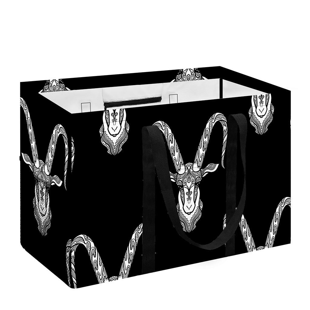 White And Black Capricorn Sign Print Utility Tote Bag