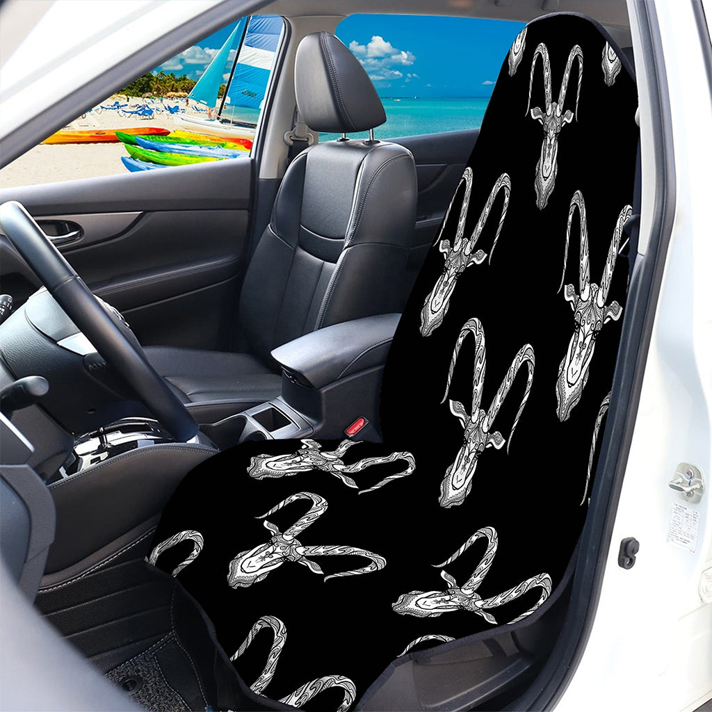 White And Black Capricorn Sign Print Waterproof Car Seat Cover