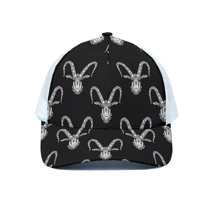 White And Black Capricorn Sign Print White Mesh Trucker Cap