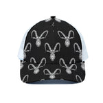 White And Black Capricorn Sign Print White Mesh Trucker Cap
