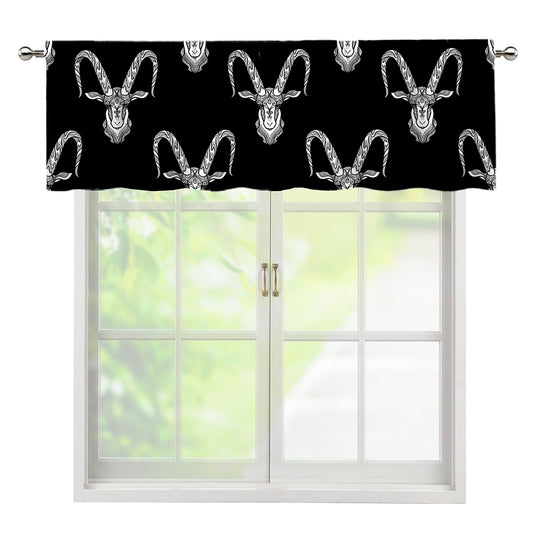 White And Black Capricorn Sign Print Window Valance