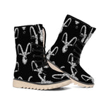 White And Black Capricorn Sign Print Winter Boots