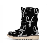 White And Black Capricorn Sign Print Winter Boots
