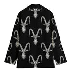 White And Black Capricorn Sign Print Women's Blazer