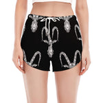 White And Black Capricorn Sign Print Women's Split Running Shorts
