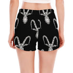 White And Black Capricorn Sign Print Women's Split Running Shorts
