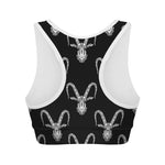 White And Black Capricorn Sign Print Women's Sports Bra
