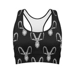 White And Black Capricorn Sign Print Women's Sports Bra
