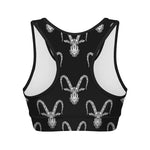 White And Black Capricorn Sign Print Women's Sports Bra