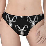 White And Black Capricorn Sign Print Women's Thong