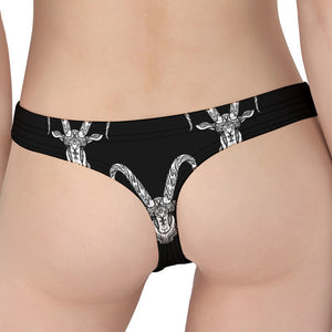 White And Black Capricorn Sign Print Women's Thong