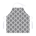 White And Black Damask Pattern Print Adjustable Apron