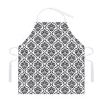 White And Black Damask Pattern Print Adjustable Apron