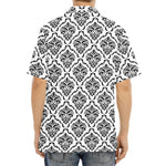White And Black Damask Pattern Print Aloha Shirt