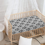 White And Black Damask Pattern Print Baby Crib Sheet